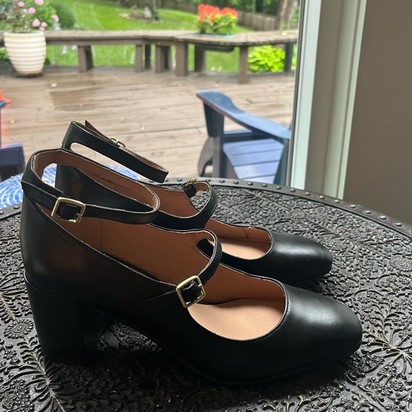 🖤NEW MADEWELL THE MADDIE HEELED MARYJANE IN BLACK LEATHER 10 - Picture 4 of 8